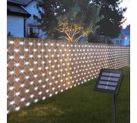 Solar Net Lights Outdoor 1.5M x 1.5M 100 LED Green Wire with 8 Modes