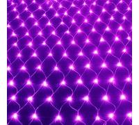 Solar Net Lights Outdoor, 1.5mx1.5m 00LEDWaterproof 8 Modes Solar Mesh Fairy Icicle String Lights for Backyard Patio Gazebo Fence Lounge Party Decoration (Purple)