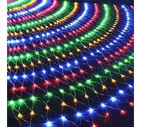 Solar Net Lights Outdoor, 1.5mx1.5m 00LEDWaterproof 8 Modes Solar Mesh Fairy Icicle String Lights for Backyard Patio Gazebo Fence Lounge Party Decoration (Multicolor)