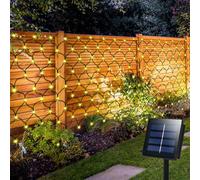 Solar Net Lights Outdoor, 100 LED 5Ft x 5Ft Bush Net Light Outdoor Mesh Lights Auto On/Off 8 Modes for Tree Fence Backyard Bush Decor (Warm White)