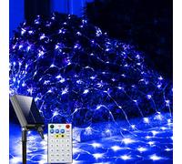 Solar Net Lights Outdoor Mesh Lights Blue, 200 LED Net Lights Christmas, Waterproof 19 Modes Timer Tree Wrap Lights for Fence, Garden, Yard, Bushes, Trunk, Halloween Decor-9.8ft x 6.6ft