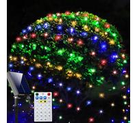 Solar Net Lights Outdoor Mesh Lights Christmas Decorations, 240LED String Tree Wrap Waterproof 19 Modes for Bushes, Fence,Garden, Shrubs,Trunk, Halloween,Xmas Decor (Multi-colored, 9.8ft x 6.6ft)