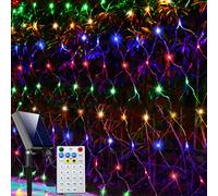 Solar Net Lights Outdoor Mesh Lights Multicolor, 200 LED Net Lights Christmas Colorful, Waterproof 19 Modes Timer Tree Wrap Lights for Fence, Garden, Yard, Bushes, Trunk, Halloween Decor-9.8ft x 6.6ft