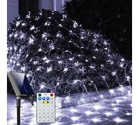 Solar Net Lights Outdoor Mesh Lights White, 200 LED Net Lights Christmas, Waterproof 19 Modes Timer Tree Wrap Lights for Fence, Garden, Yard, Bushes, Trunk, Halloween Decor-9.8ft x 6.6ft