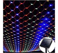 Solar Net String Lights,KINGCOO Waterproof 1.5Mx2M 120LED Net Mesh Solar Powered Fairy Icicle String Lights for Outdoor Indoor Garden Christmas Wedding Party Decorations (Multicolor)