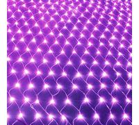 Solar Net String Lights,KINGCOO Waterproof 1.5Mx2M 120LED Net Mesh Solar Powered Fairy Icicle String Lights for Outdoor Indoor Garden Christmas Wedding Party Decorations (Purple)