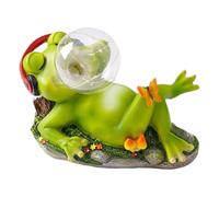 Solar Operated Garden Statues - Outdoor Yard Decorations Solar Statues,Resin Frog Blowing Bubble Weatherproof Night Lamp Decoration for Pathway Porch Backyard Poolside Lawn Patio