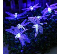 Solar Outdoor Dragonfly Lights,KINGCOO Waterproof 20ft 30LED 8 Mode Solar String Lights Fairy Decoration Lighting for Home Patio Garden Party Wedding Seasonal Holiday Christmas (Blue)