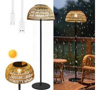 Solar Outdoor Floor Lamp - Waterproof Cordless Metal Light for Patio Deck Garden Yard - Solar & USB Rechargeable Eco-Friendly Outdoor Lighting Solution