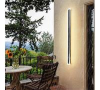 Solar Outdoor Garage Wall Light LED Long Strip Lamp Linear Waterproof IP65 Modern Outdide Indoor Sconce Acrylic Metal Parallel Front Door House Porch Patio Lights