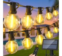 Solar Outdoor Garden String Lights - 66FT Remote Control Outside Hanging String Light Solar Powered with 25+1 G40 LED Shatterproof Bulb 3 Modes IP44 Waterproof for Gazebo Patio Party Wedding Decor