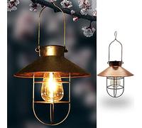 Solar Outdoor Hanging Lanterns with Handle Retro Solar Lights Patio Decor Patio IP65 Waterproof Yard Art Garden Accessories Outdoor Decorations for Christmas Porch Lawn