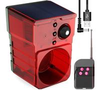 Solar Outdoor-Indoor Motion Sensor Alarm - Loud Noise Maker, Detector Strobe Lights with Alarm Sound and Barking and Gunshot Sound, Featuring Remote Control, Ideal for Homes, Cottages, and Farms.