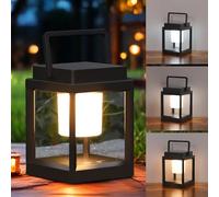 Solar Outdoor Lantern Waterproof Touch Control LED Lamp for Outdoor Table 3000K 4500K 7000K and 3 Brightness Levels Dimmable Cordless Rechargeable Portable Hanging Light for Camping Patio Porch Garden