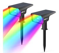 Solar Outdoor Lights,40 LEDs Color Changing RGB Solar Landscape Path Lights,USB & Solar Powered Multicoloured Spotlights,14 Colors Auto Cycling Spotlights for Yard,Garden,2 Pack