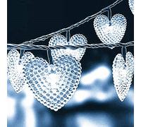 Solar Outdoor Lights Garden String Lights, 7m 50 LED Solar Powered Heart Shaped Fairy String Lights Waterproof with 8 Modes for Halloween Wedding Party Home Patio (White)