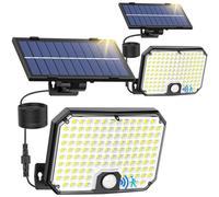 Solar Outdoor Lights, Motion Sensor Dusk to Dawn Wall Lights Waterproof, LED Outside Solar Powered Security Flood Light Fixtures 3 Modes with 16FT Cable for Front Door Porch Shed Barn Garage, 2 Packs