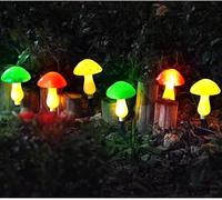Solar Outdoor Lights Set of 6 Mushroom Lights Outdoor Garden Waterproof Cute Fairy String Light Outside Decoration for Pathway Landscape Yard Easter Pathway (Multi-Color) (Colorful)