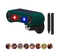 Solar Outdoor Motion Sensor Alarm 2*130db High Frequency Ultrasonic Siren with 4 Adjustable Modes, Red & Blue Strobe Light, Suitable for Homes, Orchards, Buildings, Farms, Warehouses and Other Places