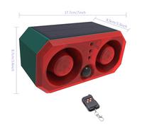 Solar Outdoor Motion Sensor Alarm with Remote Control, 130dB Dual Speaker, 13 Sounds, Recording, Adjustable Volume, Flashing Light, for Farm Villa Barn Yard Chicken Coop