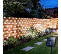 Solar Outdoor Net Lights, 1.5m x 1.5m 100 LED Solar Net Lights Green Wire with 8 Modes, Auto On/Off Mesh Light for Garden Fence Wedding Party Yard Window Decor (Cool White)