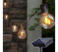 Solar Outdoor String Lights, 15FT G50 Patio Lights String Waterproof with 10 Warm White LED Shatterproof Bulbs, Perfect for Garden, Backyard, Pergola, Party, Cafe, Camping Decoration (15FT)