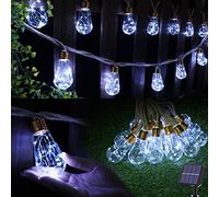 Solar Outdoor String Lights, 20Ft Vintage Rope Hemp Solar Patio Lights, Waterproof White Solar Powered String Lights With 8 Modes 16 Shatterproof Bulbs for Garden Yard Fence Stairs Balcony Café Bistro