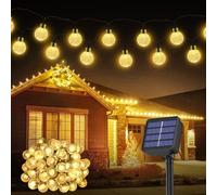Solar Outdoor String Lights - 43.3Ft 60LED Waterproof Crystal Ball Fairy Lights With 8 Modes for Garden, Yard, Easter, Parties (Memory Function, Warm White)