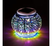 Solar Outdoor Table Lamp, Solar Powered Mosaic Glass Ball Garden Lights Waterproof Color Changing Mood Night Lights for Garden (Star)