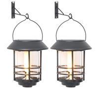 (white, 2 pcs) vidaXL Solar Outdoor Wall Lanterns Pathway Lamp Wall Light Flickering Flame