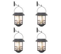 (white, 4 pcs) vidaXL Solar Outdoor Wall Lanterns Pathway Lamp Wall Light Flickering Flame