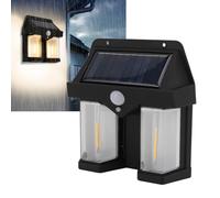 Solar Outdoor Wall Light, 3 Modes Waterproof Dusk to Dawn Porch Light, Wall Mounted Solar Garden Light with 2 Lamp, for Courtyard, Porch, Road, Villa, Corridor