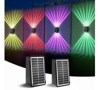Solar Wall Lights, Up and Down Lighting Outdoor Light Waterproof IP65, Solar Fence Light for Yard Garden Garage Pools Deck (2LED-Multi-Colored, 2PACK)