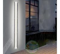 Solar Outdoor Wall Lights with Remote Control Long Strip LED Wall Sconce Solar Security Wall Lamps Waterproof Super Bright Modern Minimalist Acrylic Aluminium Garden Garage (20CM,Cold Light)