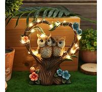 Solar Owl Garden Ornaments, Waterproof Figurine with Solar Powered LED Lights, Owl Statue Garden Decoration, Gifts for Mum and Lover, Patio Lawn Yard Decor
