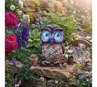 Solar Owl Garden Statue with Blinking LED Eyes Wildlife Garden Ornament | Weather-Resistant Outdoor Animal Light for Lawn Patio Flower Beds & Borders