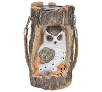 Solar Owl Hanging Light, Resin Animal Garden Decoration, LED, IP67 Waterproof, Auto Charging for Patio Lawn Yard