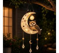 Solar Owl Moon Garden Light, Resin Owl Figurine Hanging Lantern | Resin Owl Figurine Hanging Lantern, Solar lights outdoor garden, weatherproof owl solar garden lights for Patio Yard Porch