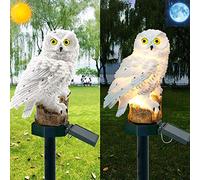 Solar Owl Night Lights for Garden, Waterproof Owl Decor with Wise Eyes - Resin Animal Pathway Lights for Yard, Lawn, and Outdoor Decorations