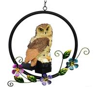 Solar Owl Wall Light Outdoor Garden Hanging LED Decorative Patio Lamp(Brown owl pendant)