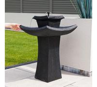 Solar Pagoda Grey Stone Effect Cascading Water Feature Outdoor Garden Fountain
