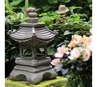 Solar Pagoda Lantern, 13.4inch Resin Japanese Pagoda Statues with Solar Light, Outdoor Waterproof Landscape Ornament, Zen Garden Decor for Pathway Yard Lawn