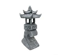 Solar Pagoda Lantern Grey Resin for zen Garden Light Solar Pagoda(A)