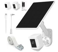 Solar Panel and 2-in-1 Wall Mount for Ring Camera,6W Solar Charger and 360° Outdoor Security Camera Mount for Ring Spotlight & Stick Up Outdoor Cam Plus/Pro Battery,USB-C to Barrel Plug,Weatherproof