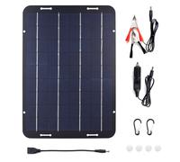 Solar Panel Battery 10W 18V Portable Efficient Solar Conversion Semi Flexible Lightweight Compact Design for RV Boat Tractor Black 33x23x0.3cm