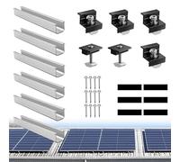 Solar Panel Bracket End Clamp Kit: PV Solar Panel Bracket with 12 cm Aluminium Profile Rails & Clamp 30 - 35 mm Thickness Adjustable for Flat Roof Trapezoidal Sheet Metal Roof Tile Roof