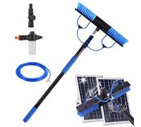 Solar Panel Brush - 5x10cm Water Powered Telescopic Pole Solar Cleaning Brush with Soap Dispenser and Water Pipes | Adjustable Household Cleaning Tool, TEC