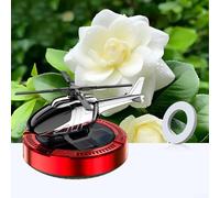 Solar Panel Car Diffuser Rotating Purifier Styled Like Helicopter Ornament Air Freshener with Plant Based Scent Tablets for Vehicle Use (Red - Gardenia)