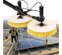 Solar Panel Cleaner, 7.5M Telescopic Pole, 35/70Cm Rotating Brush Head, 20M Water Pipe, 17M Power Cable, Double-Mains Electric, Outdoor Solar PV Cleaning Tool