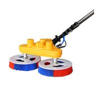 Solar Panel Cleaner Water Fed Pole Kit, 18FT Telescopic Pole with Double Head Rotating Brush, Cordless Lithium Battery & Converter for Roof Outdoor High Reach Cleaning - ZNZHNSI